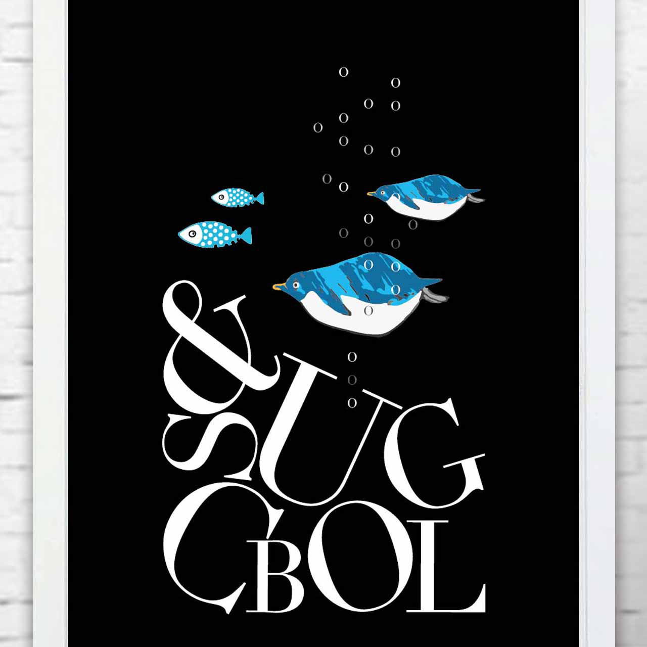 グラスの中　ペンギン　鳥　ポスター    アート　アートポスター　（アート　seiで検索）　壁掛けインテリア　704