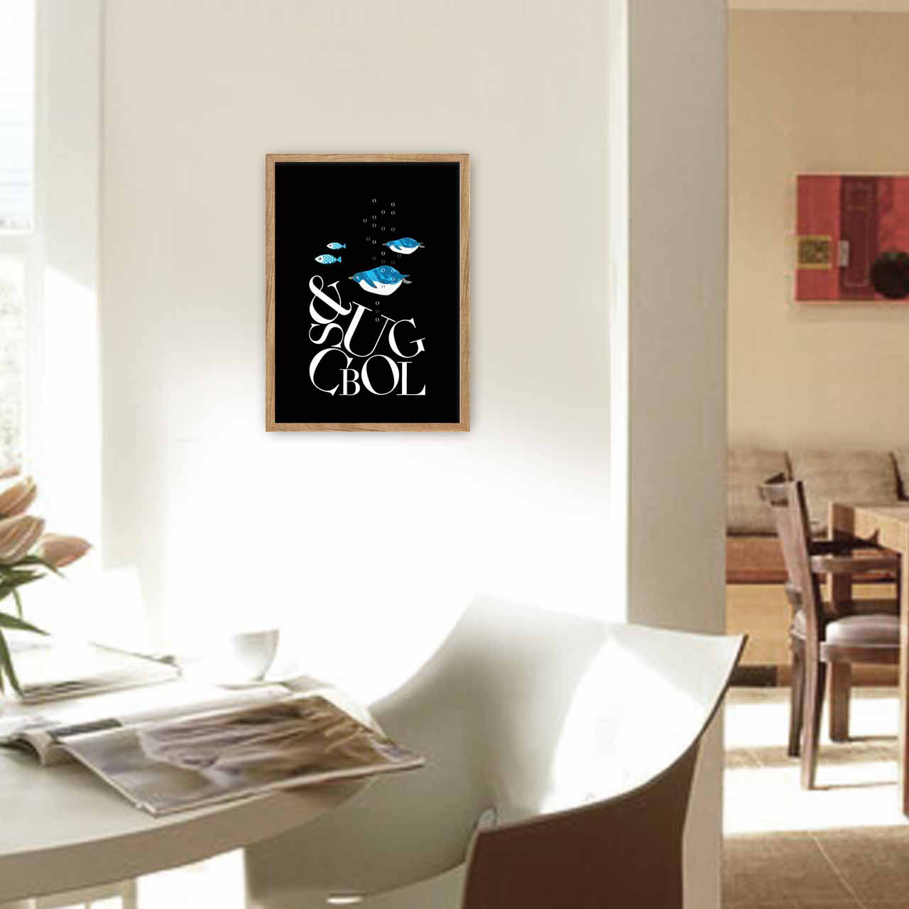 グラスの中　ペンギン　鳥　ポスター    アート　アートポスター　（アート　seiで検索）　壁掛けインテリア　704