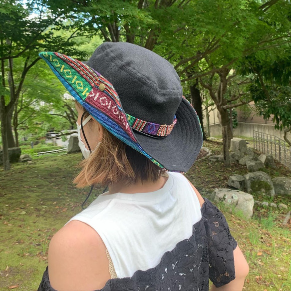 サファリハット（ホワイト ピュアコットン メキシカン）アウトドア向け 9枚目の画像