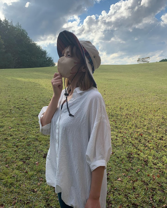 サファリハット（ホワイト ピュアコットン メキシカン）アウトドア向け 2枚目の画像