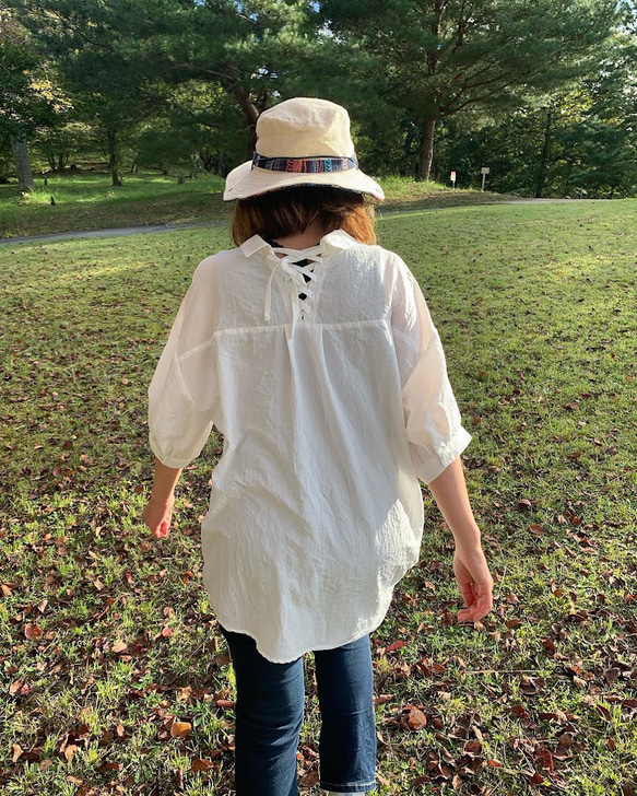 サファリハット（ホワイト ピュアコットン メキシカン）アウトドア向け 3枚目の画像