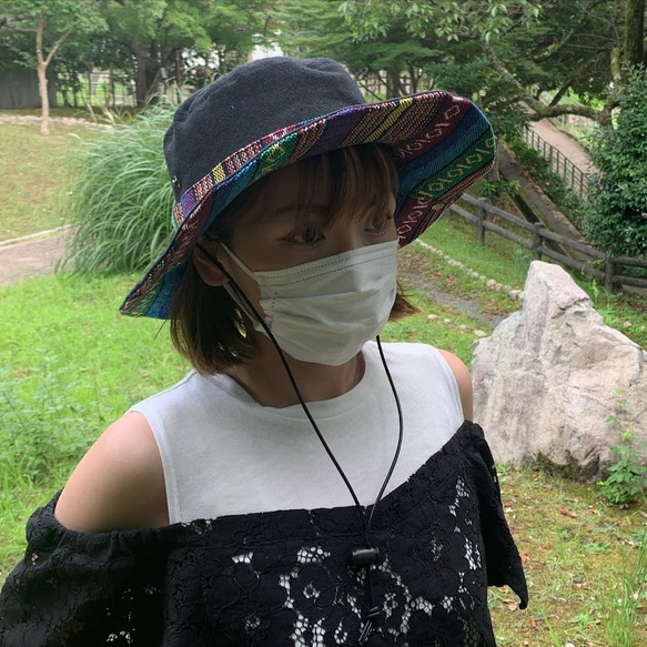 サファリハット（ホワイト ピュアコットン メキシカン）アウトドア向け 5枚目の画像