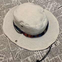 サファリハット（ホワイト ピュアコットン メキシカン）アウトドア向け 1枚目の画像