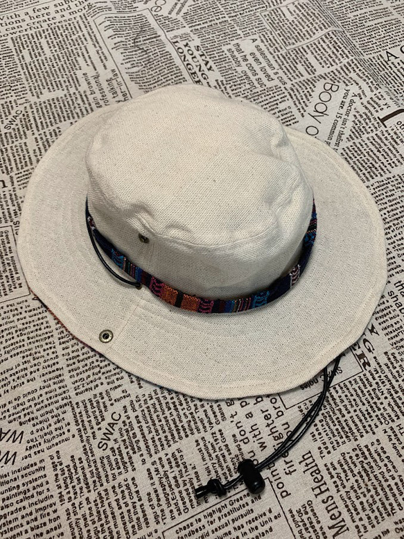 サファリハット（ホワイト ピュアコットン メキシカン）アウトドア向け 1枚目の画像