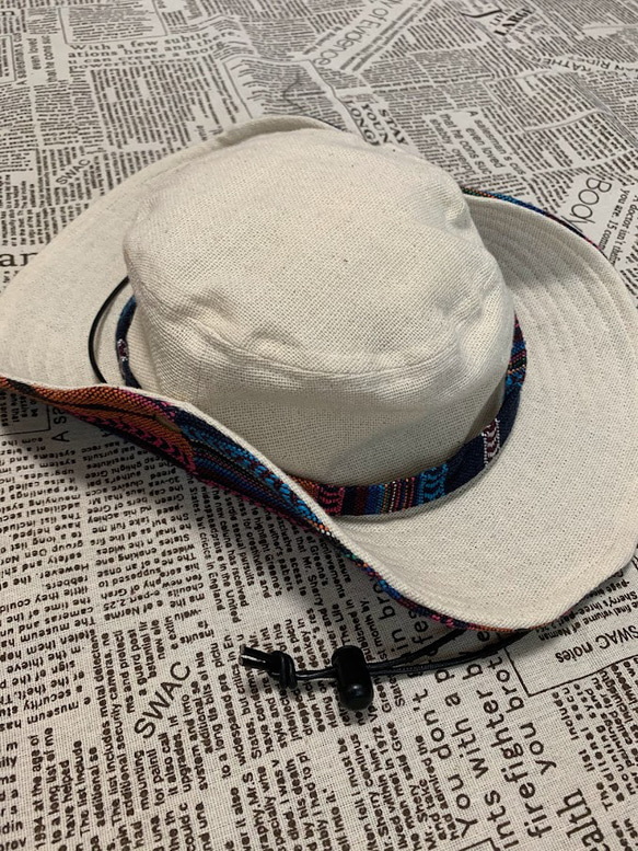サファリハット（ホワイト ピュアコットン メキシカン）アウトドア向け 6枚目の画像
