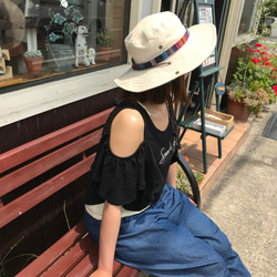 サファリハット（ホワイト ピュアコットン メキシカン）アウトドア向け 4枚目の画像