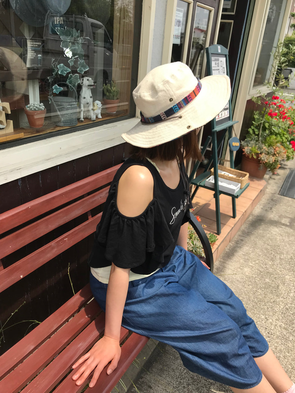 サファリハット（ホワイト ピュアコットン メキシカン）アウトドア向け 4枚目の画像