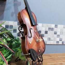 violin clock -mini-（バイオリン×アップサイクル） 6枚目の画像