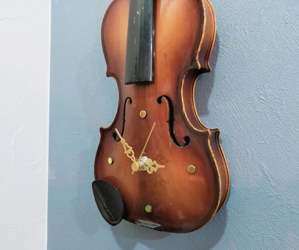 violin clock -mini-（バイオリン×アップサイクル） 9枚目の画像