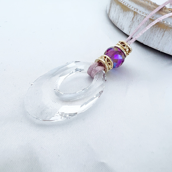 美麗的長項鍊，施華洛世奇水晶和紫水晶 第3張的照片