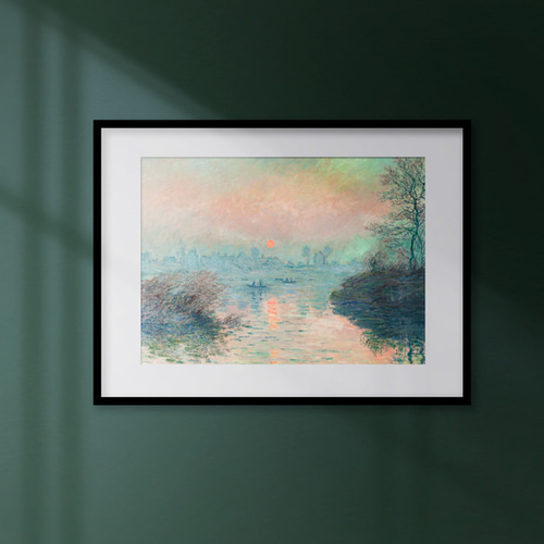 大人気 クロード モネ、ラヴァクールの日没 、風景画、ポスター 絵画