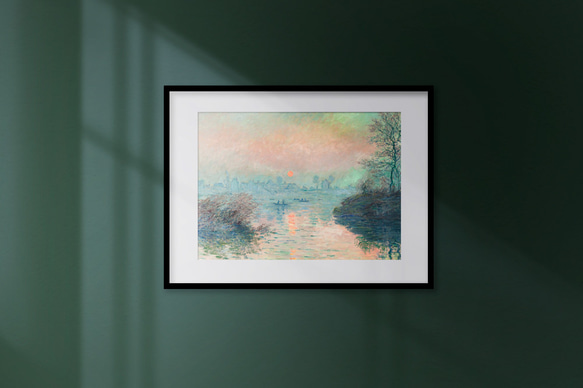 クロード・モネ、【ラバクールの日没】、希少豪華画集画、新品高級額・額装付 クロード・モネ、【ラバクールの日没】、希少豪華画集画、新品