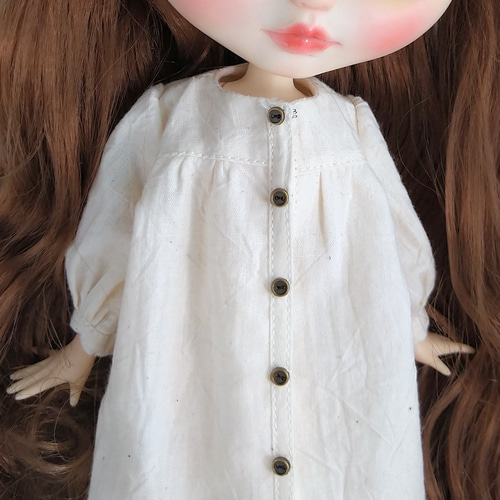 771※アイボリーのヨークワンピース※ブライスアウトフィット※1/6ドール 