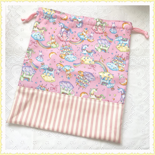 現品限り】体操着袋 体操服袋 巾着 《ゆめかわ ユニコーン くま