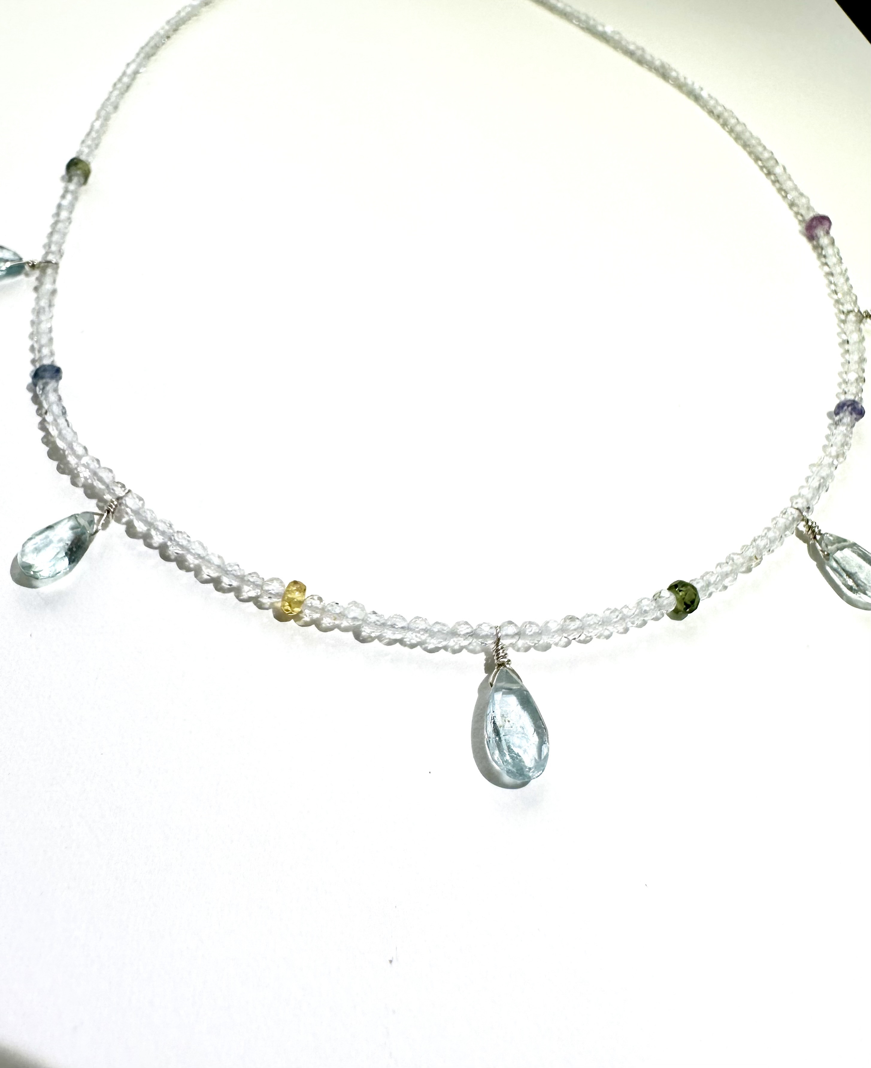 sv925 ホワイトサファイア マルチカラーサファイア アクアマリン ネックレス