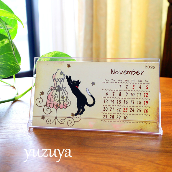 ２０２３年 卓上カレンダー　黒猫とメヘンディ 5枚目の画像