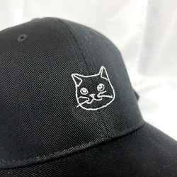 猫ちゃんの刺繍入り コットンキャップ シンプルデザイン 帽子 12枚目の画像