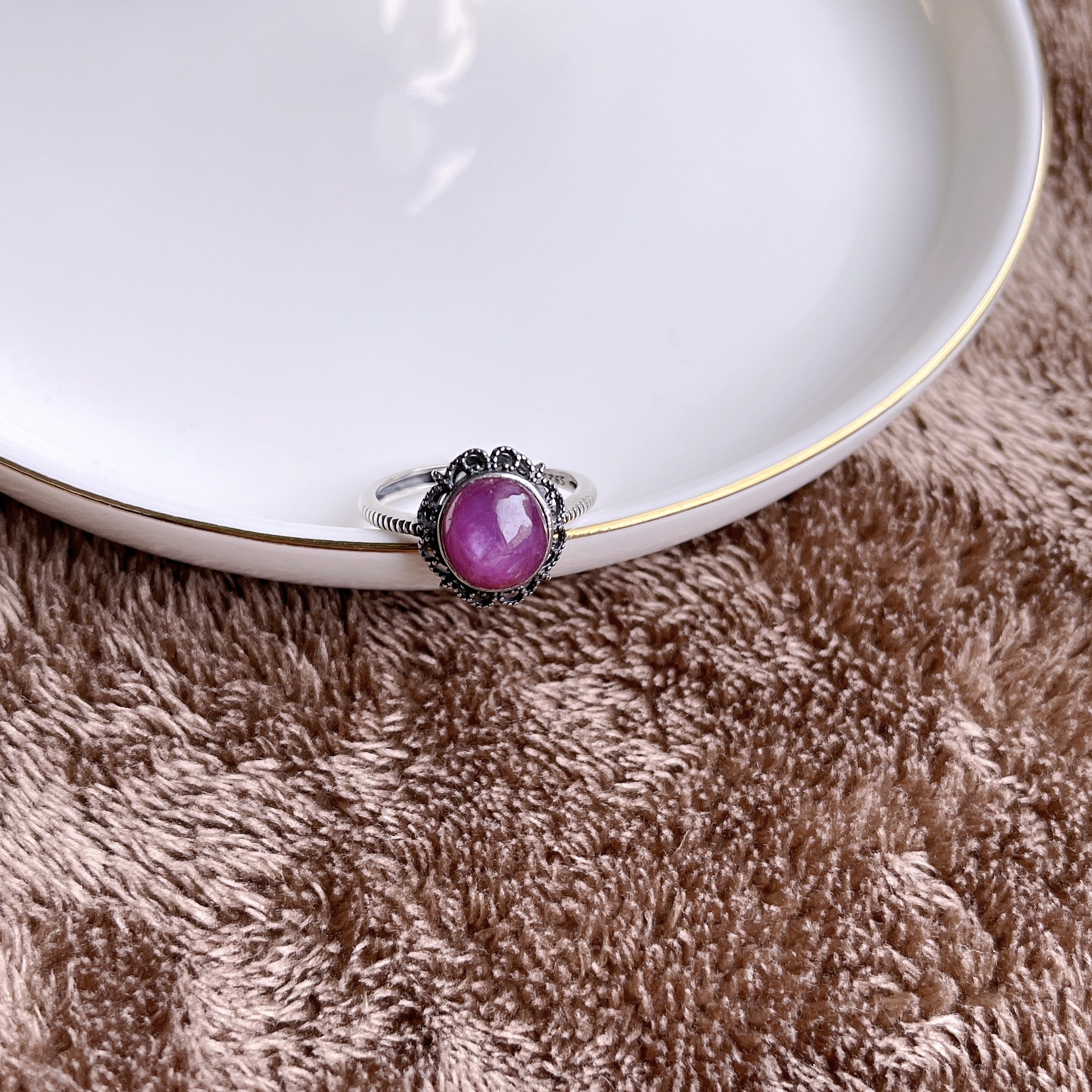 天然無処理　ルビー　リング　シルバーs925 No140