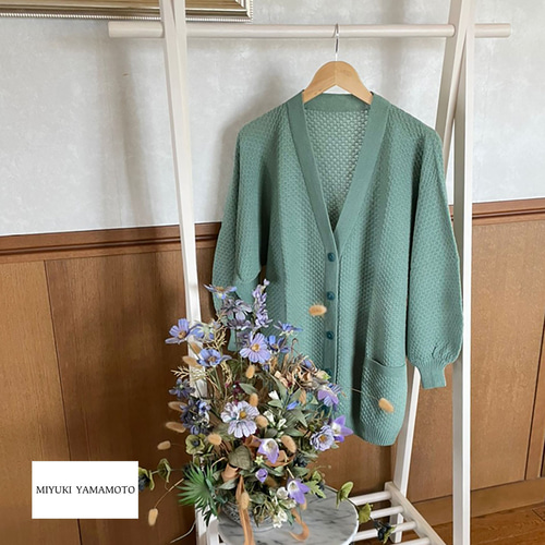 くすみカラー カーディガン / グリーン / 1点もの☆ニット くすみカラー カーディガン / グリーン / 1点もの☆ニット