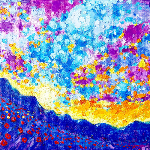 ひつじ娘 原画 油絵 抽象画 abstract paintings カラフル