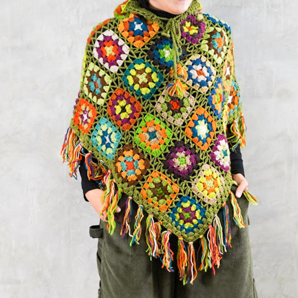 ヴィンテージクロシェドイリーリメイクポンチョ RMOT209 クロシェリメイクポンチョ | alocasia vintage