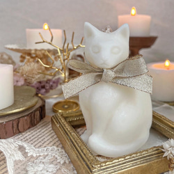 猫のクリスタル キャンドル ホルダー 猫のキャンドル〉香りが選べるcandle＊ 雑貨 プレゼント ギフト ねこ
