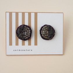 Petit 2tone ピアス▫️MOCHA&CHOCOLA / 刺繍ピアス オートクチュール刺繍 リュネビル刺繍 5枚目の画像