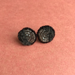 Petit 2tone 耳環▫️MOCHA&amp;CHOCOLA / 刺繡耳環 高級時裝刺繡 Luneville 刺繡 第2張的照片