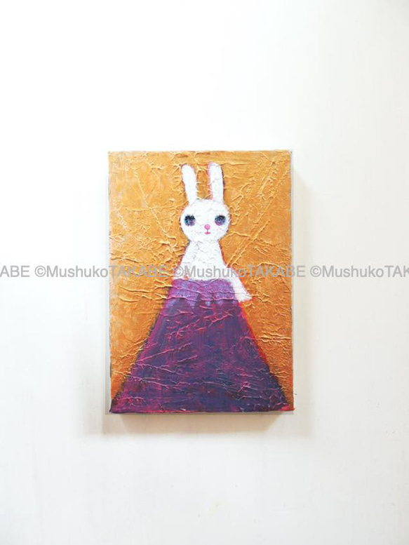 [rabbit on Mt. fuji] #原画 #絵画 #ミニアート 3枚目の画像