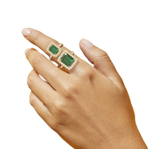 カクテルリング】ハロセット×バゲットカット×イエローゴールド ピアス 