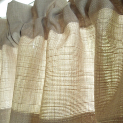 22丈：ざっくり太めの糸でコットンライクなカフェオレベージュのカフェカーテン:受注製作です 4枚目の画像