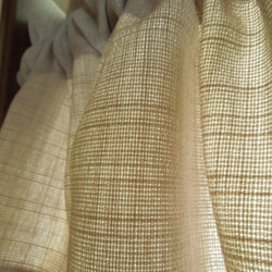 22丈：ざっくり太めの糸でコットンライクなカフェオレベージュのカフェカーテン:受注製作です 3枚目の画像