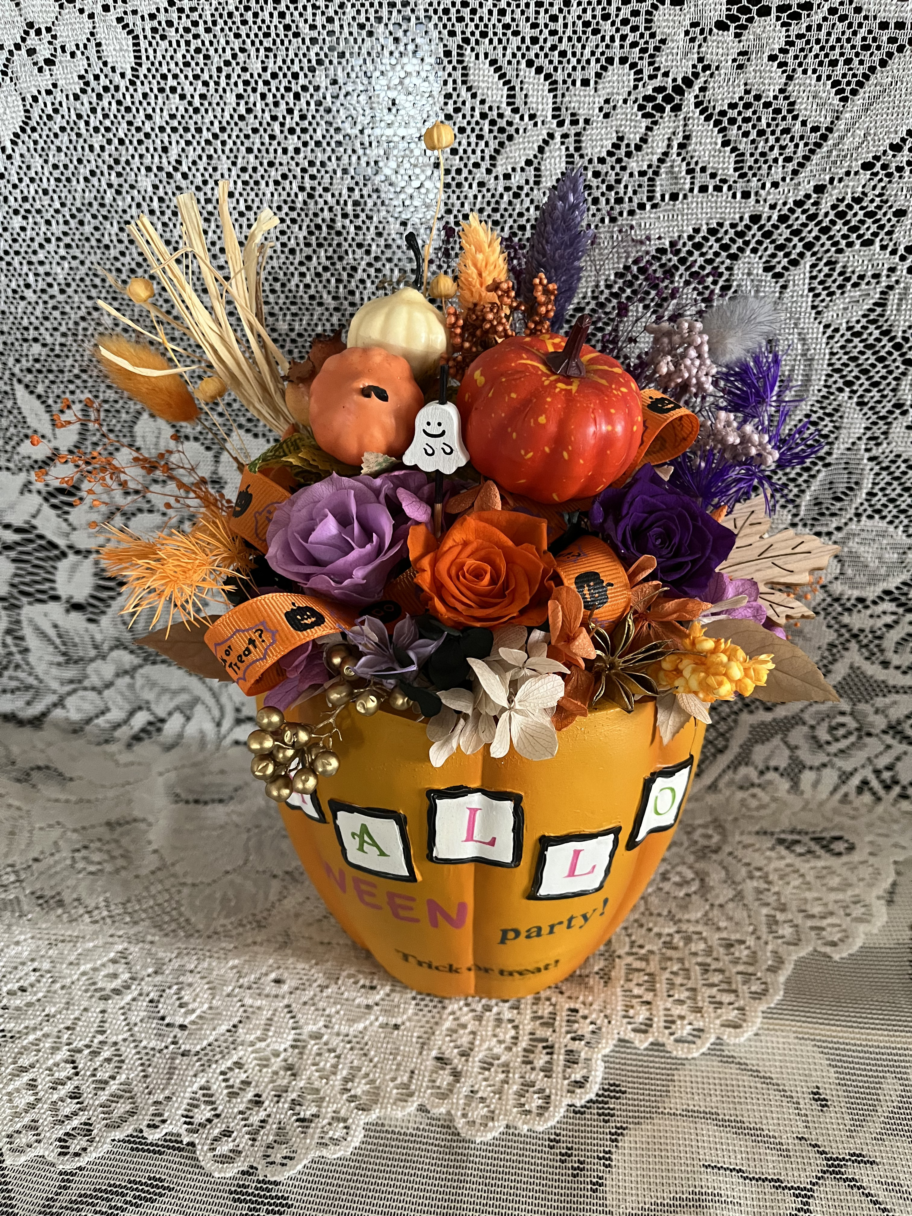 ハロウィン　パンプキンアレンジメント