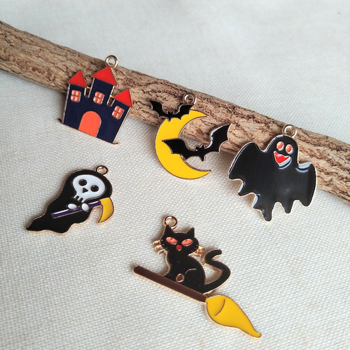 ★701★ にゃんこ玉 ハロウィンチャーム 10個】 ハロウィンモチーフのチャーム 5種×2個 C308 チャーム