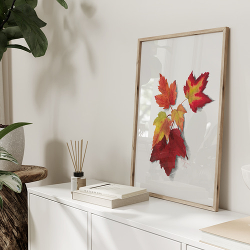 紅葉、秋のポスター、葉っぱ、もみじ、古民家など和モダンやシンプル