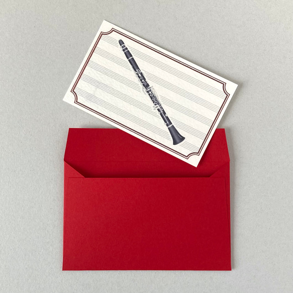 クラリネットのミニメッセージカード&封筒 セット 2枚目の画像