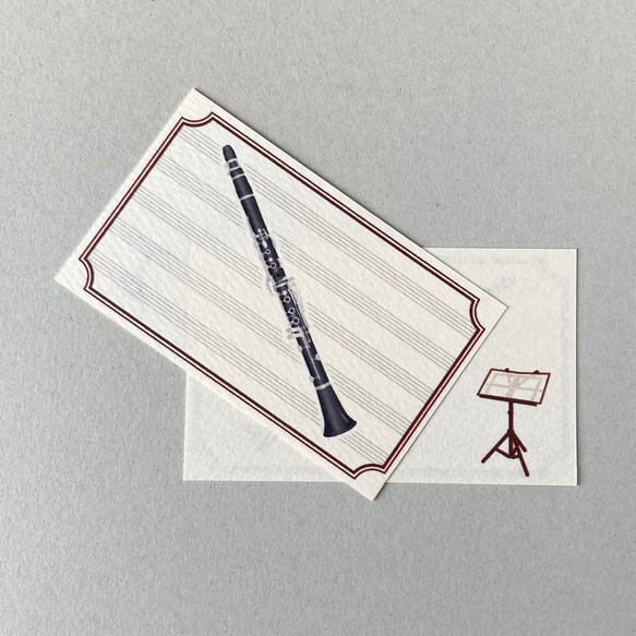 クラリネットのミニメッセージカード&封筒 セット 6枚目の画像