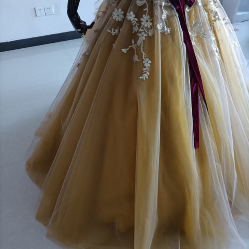 イエロービスチェドレス　シルク　ベル　プリンセスドレス イエロービスチェドレス シルク ベル プリンセスドレス