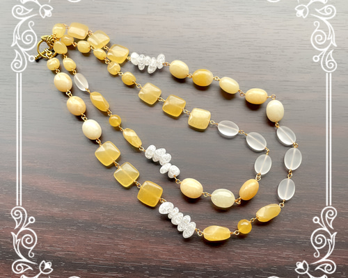 HNTK イエローカルサイト＆フロストクリスタル N0596 ネックレス