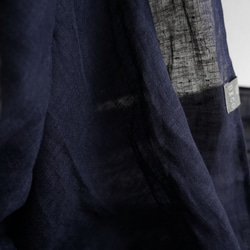 薄的高級法國亞麻披肩深藍 第7張的照片