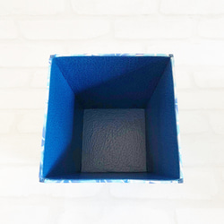 卓上ダストボックス（カルトナージュ・プルメリア・ブルー・ハワイアン・小物入れ） 3枚目の画像