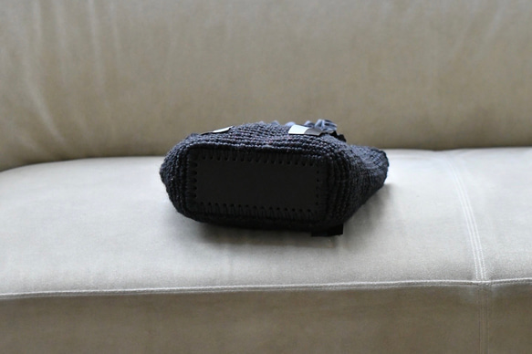 リボンフリルハンドルバッグ（黒内布付き・受注製作） 5枚目の画像