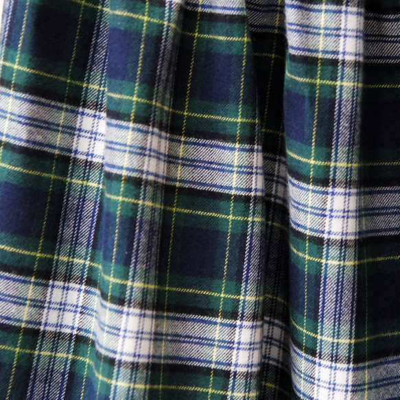上品で大人な色合い タータンチェック ギャザースカート（グリーン）紺 × 緑 ポケット 8枚目の画像