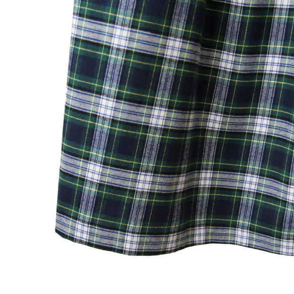 【即納】タータンチェック ロングスカート（グリーン）緑 × 白 × 紺 9枚目の画像