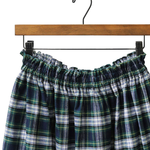 即納 】タータンチェック ロングスカート（グリーン）緑 × 白