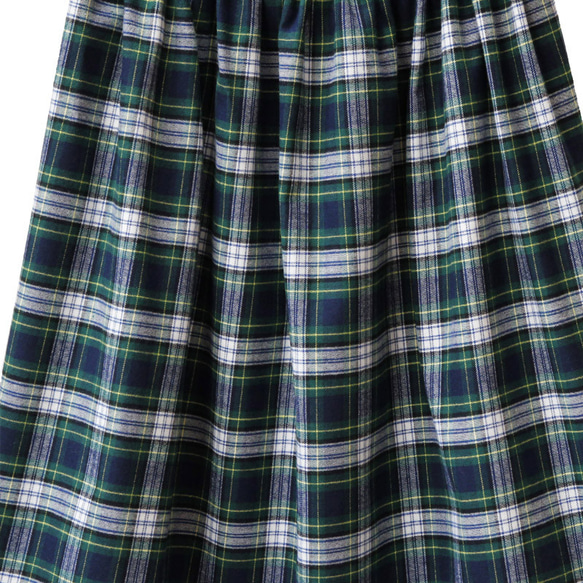 【即納】タータンチェック ロングスカート（グリーン）緑 × 白 × 紺 6枚目の画像