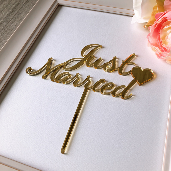 Just Married 3 ウェディング 結婚式 ケーキトッパー　（カラーアクリル変更可） 3枚目の画像