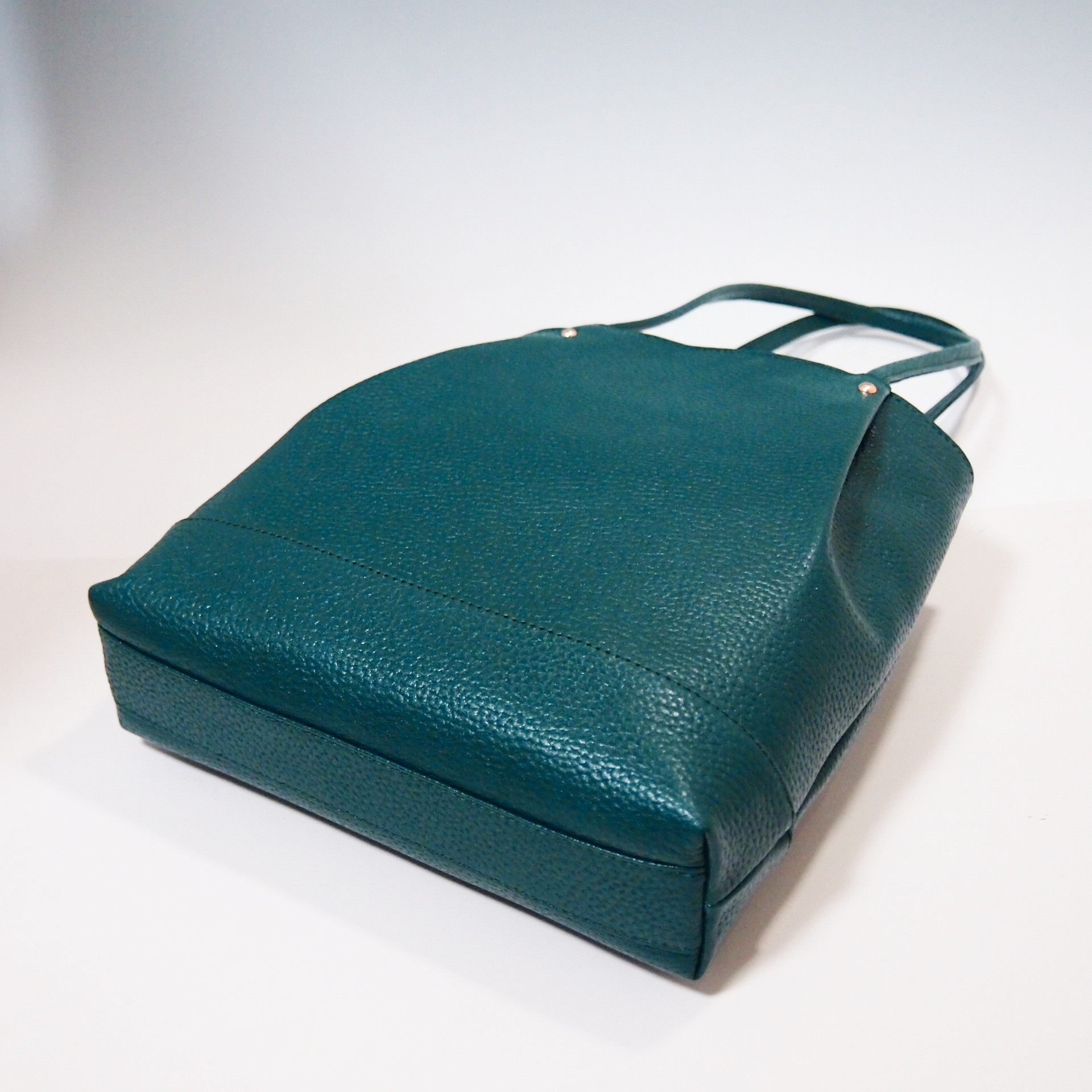 ★5,000円引き★本革★日本製★ミニ・トートバッグ★ブルーグリーン★スマホ・ポケット★肩掛け・手提げ可★タブレット