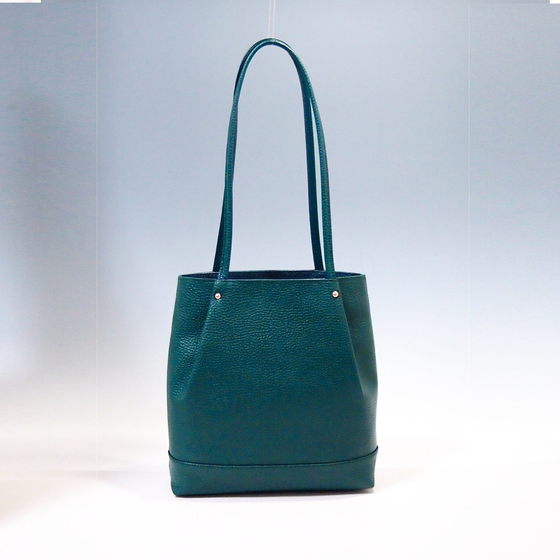 ★5,000円引き★本革★日本製★ミニ・トートバッグ★ブルーグリーン★スマホ・ポケット★肩掛け・手提げ可★タブレット