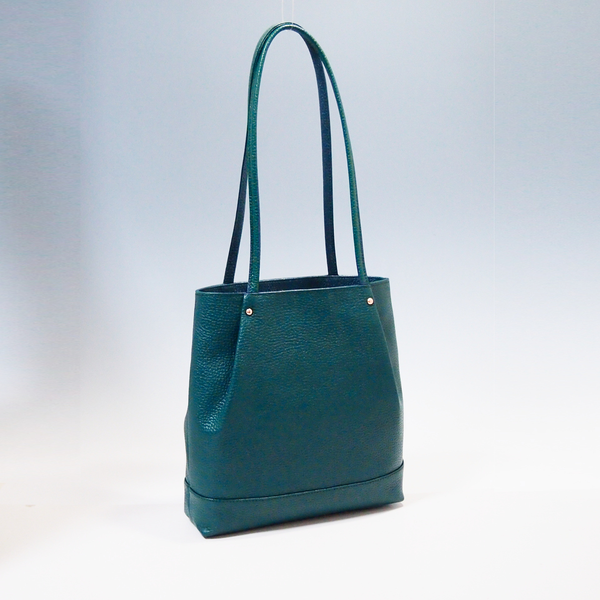 ★5,000円引き★本革★日本製★ミニ・トートバッグ★ブルーグリーン★スマホ・ポケット★肩掛け・手提げ可★タブレット